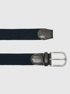 Reiss Navy Elmont Basket Weave Belt