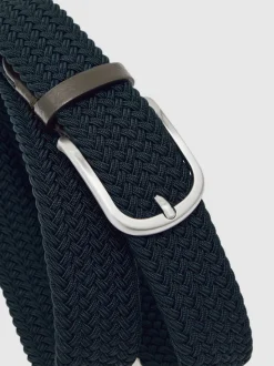Reiss Navy Elmont Basket Weave Belt