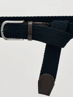 Reiss Navy Elmont Basket Weave Belt