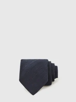 Reiss Navy Falco Silk Blend Textured Tie