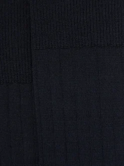 Reiss Navy Fela Cotton-Blend Ribbed Socks