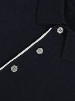 Reiss Navy Finch Contrast-Placket Polo Shirt With Cotton