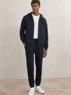 Reiss Navy Finch Cotton-Blend Drawstring Joggers
