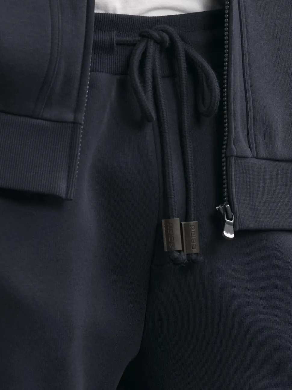 Reiss Navy Finch Cotton-Blend Drawstring Joggers