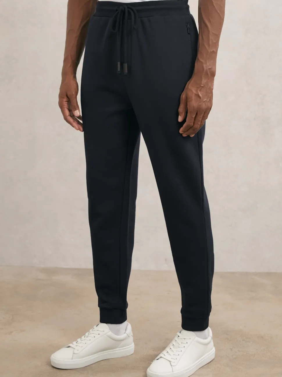 Reiss Navy Finch Cotton-Blend Drawstring Joggers