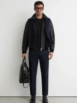 Reiss Navy Found Stretch Slim Fit Drawstring Trousers