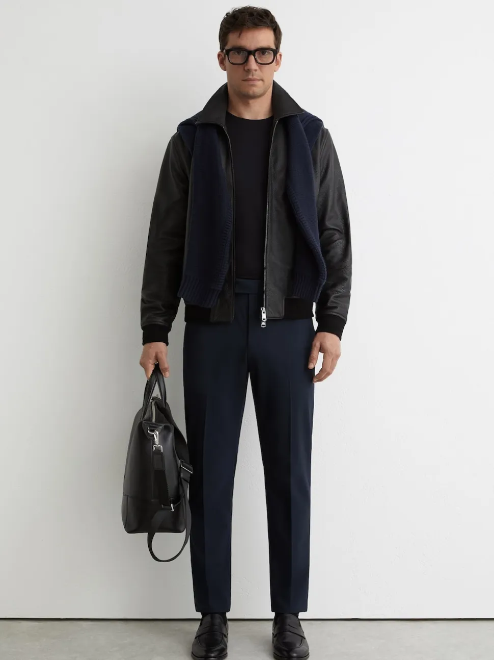 Reiss Navy Found Stretch Slim Fit Drawstring Trousers