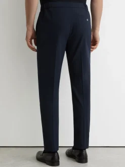 Reiss Navy Found Stretch Slim Fit Drawstring Trousers