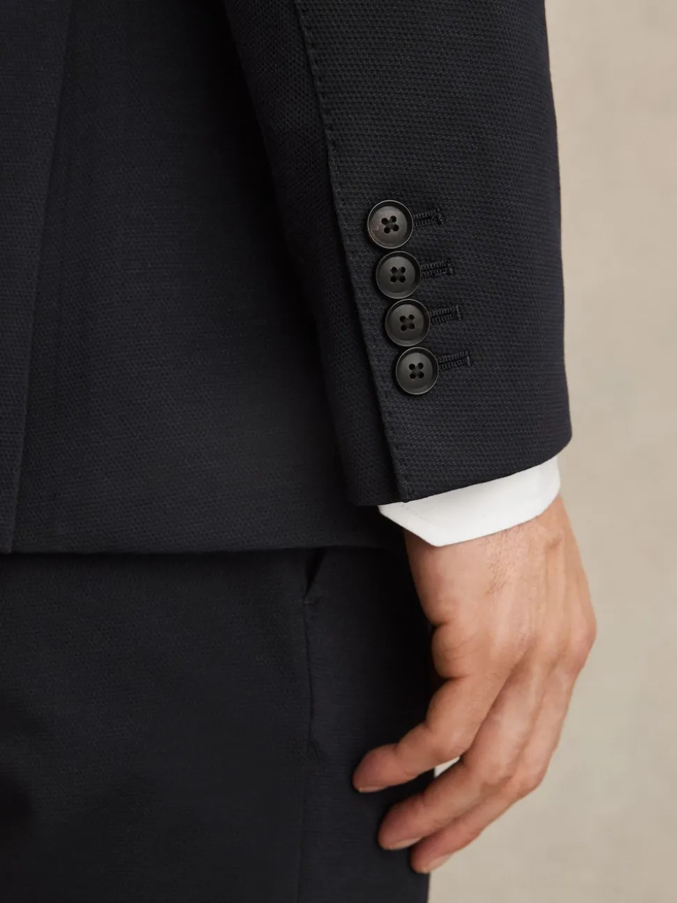 Reiss Navy Gerrard Single-Breasted Jersey Suit Blazer Tailored-Fit