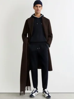 Reiss Navy Hillside Merino Wool Tipped Drawstring Joggers