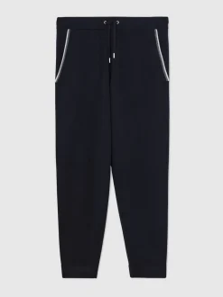 Reiss Navy Hillside Merino Wool Tipped Drawstring Joggers
