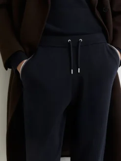 Reiss Navy Hillside Merino Wool Tipped Drawstring Joggers
