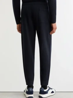 Reiss Navy Hillside Merino Wool Tipped Drawstring Joggers