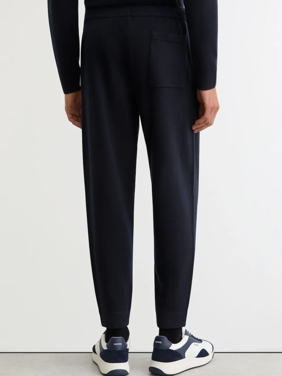 Reiss Navy Hillside Merino Wool Tipped Drawstring Joggers