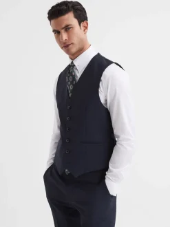 Reiss Navy Hope Modern Fit Travel Waistcoat