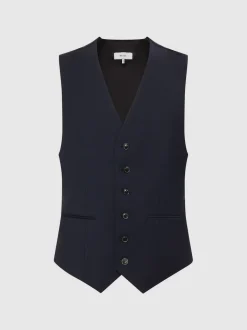 Reiss Navy Hope Modern Fit Travel Waistcoat