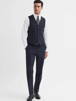 Reiss Navy Hope Modern Fit Travel Waistcoat