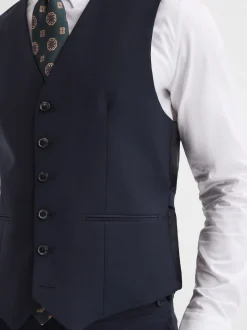 Reiss Navy Hope Modern Fit Travel Waistcoat