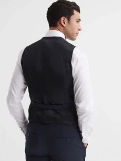 Reiss Navy Hope Modern Fit Travel Waistcoat