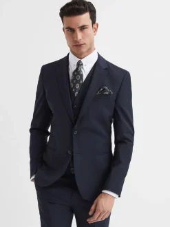 Reiss Navy Hope Modern Fit Travel Waistcoat