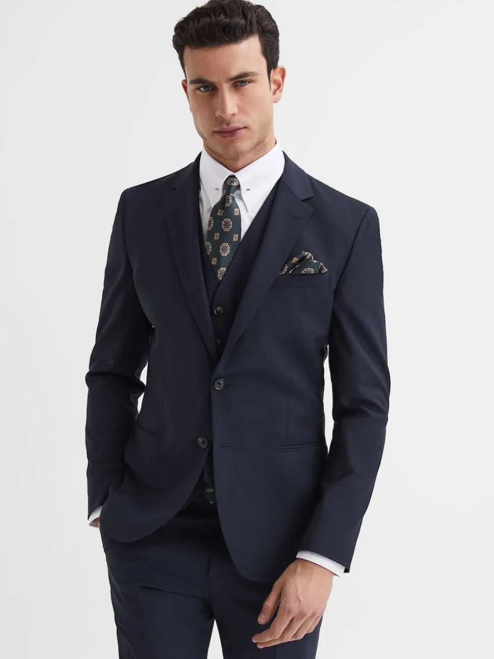 Reiss Navy Hope Modern Fit Travel Waistcoat