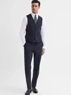 Reiss Navy Hope Modern Fit Travel Waistcoat