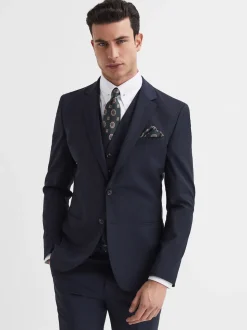 Reiss Navy Hope Modern Fit Travel Waistcoat