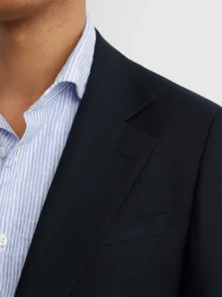 Reiss Navy Kin Single Breasted Linen Blazer Tailored-Fit