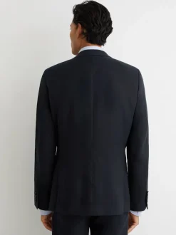 Reiss Navy Kin Single Breasted Linen Blazer Tailored-Fit