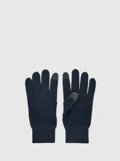 Reiss Navy Lawson Ribbed-Merino Touchscreen Gloves