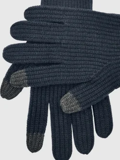 Reiss Navy Lawson Ribbed-Merino Touchscreen Gloves