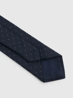 Reiss Navy Liam Polka Dot Silk Tie