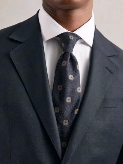 Reiss Navy Marco Silk-Wool Square-Medallion Tie