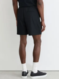 Reiss Navy Newmark Textured Drawstring Shorts