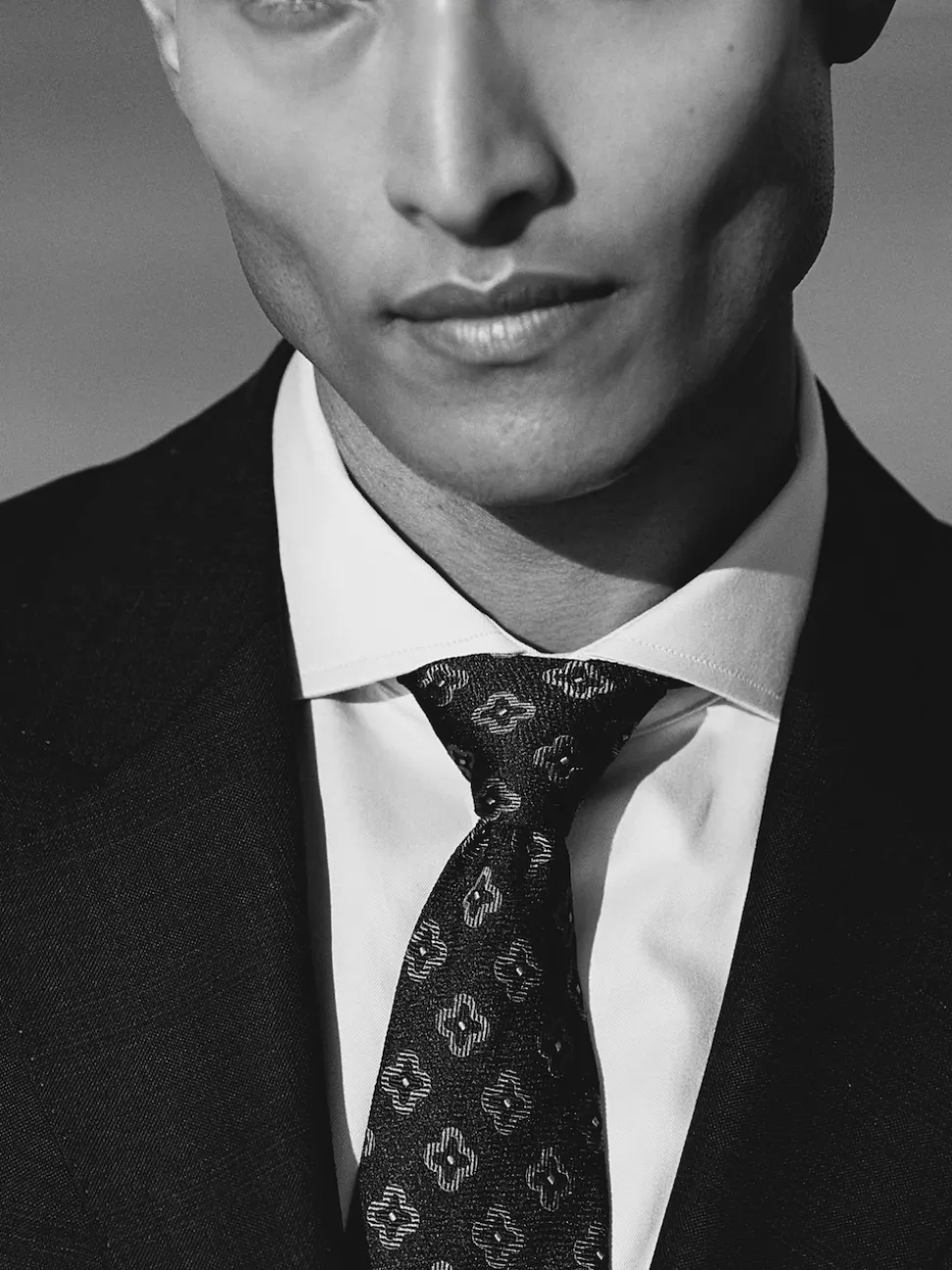 Reiss Navy Omero Silk-Wool Floral-Medallion Tie