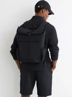 Reiss Navy Pascal Technical Roll-Top Backpack