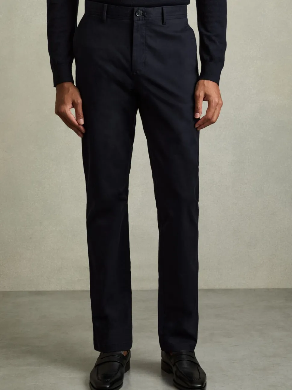 Reiss Navy Pitch Washed-Cotton Slim-Fit Chinos