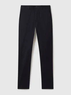 Reiss Navy Pitch Washed-Cotton Slim-Fit Chinos