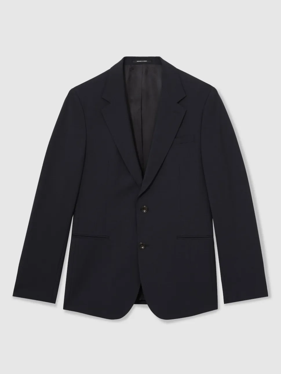 Reiss Navy Promise Wool-Blend Single-Breasted Suit Blazer Tailored-Fit