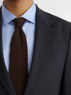Reiss Navy Promise Wool-Blend Single-Breasted Suit Blazer Tailored-Fit