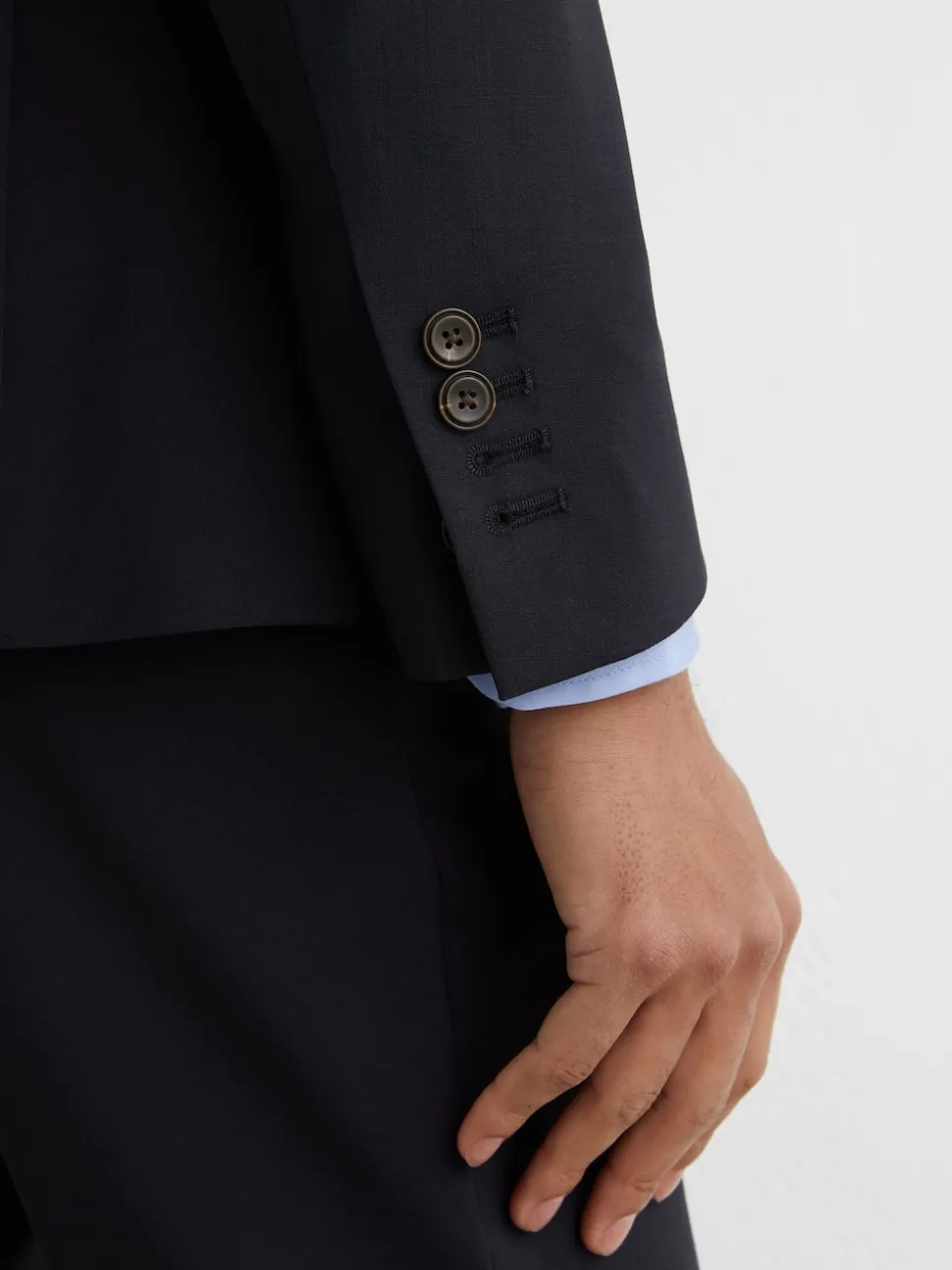 Reiss Navy Promise Wool-Blend Single-Breasted Suit Blazer Tailored-Fit