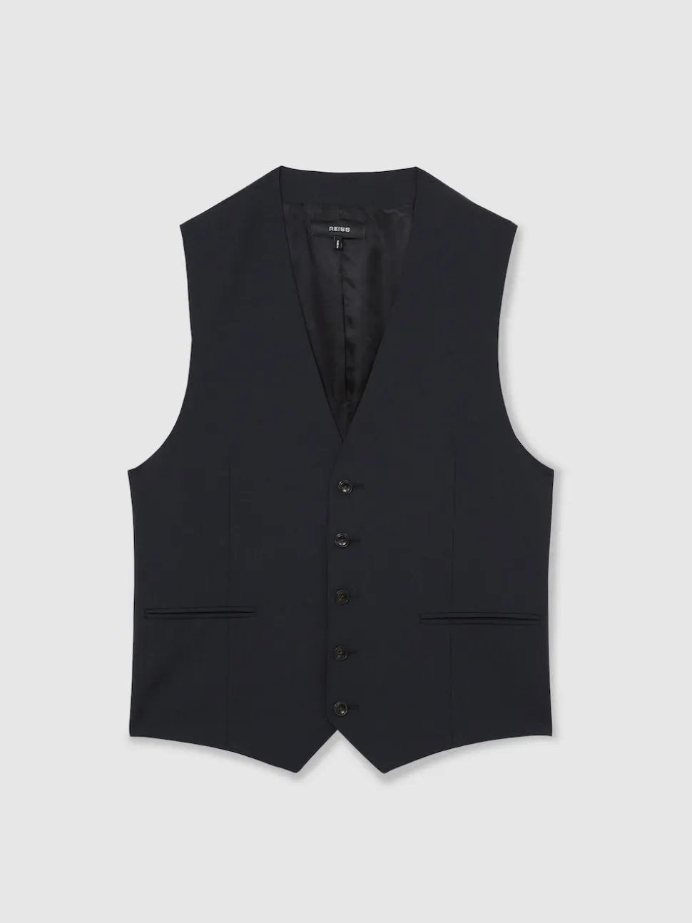 Reiss Navy Promise Wool-Blend Tailored-Fit Waistcoat