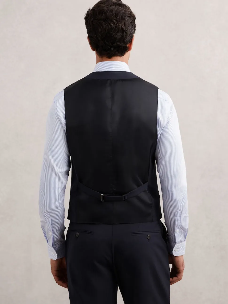 Reiss Navy Promise Wool-Blend Tailored-Fit Waistcoat
