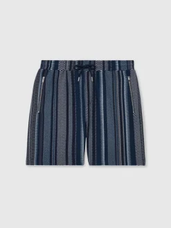 Reiss Navy River Aztec-Stripe Drawstring Shorts