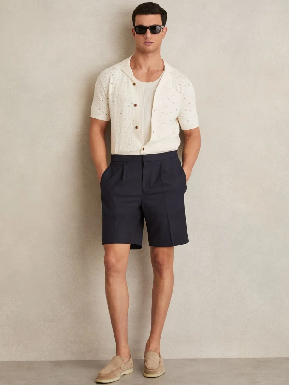 Reiss Navy Sussex Relaxed Drawstring Shorts
