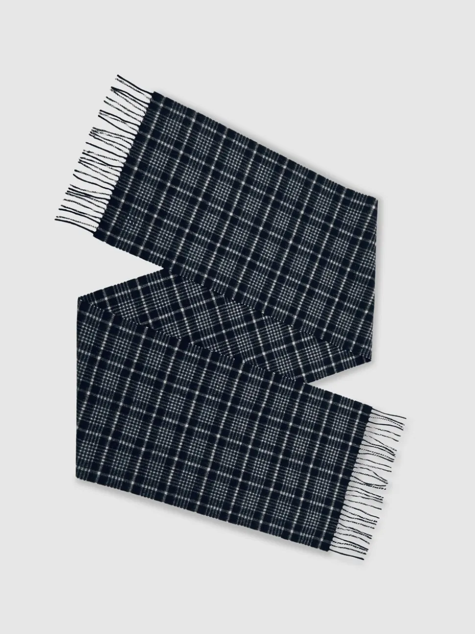 Reiss Navy Theo Scarf Wool-Cashmere Check Scarf