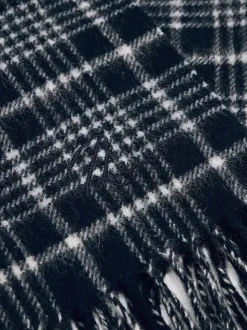 Reiss Navy Theo Scarf Wool-Cashmere Check Scarf