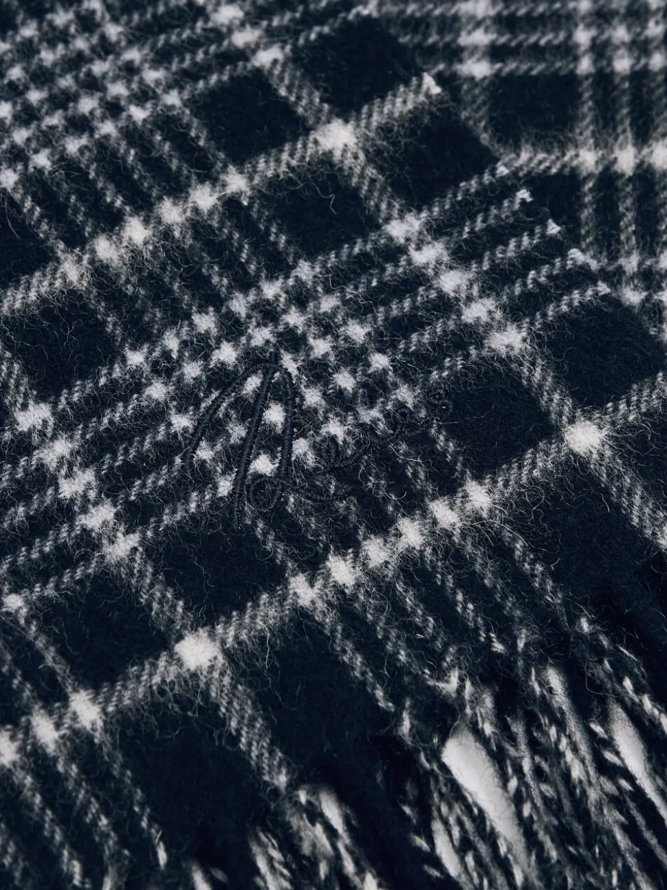 Reiss Navy Theo Scarf Wool-Cashmere Check Scarf
