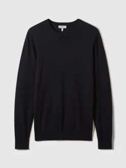 Reiss Navy Wessex Merino Wool Crew Neck Jumper