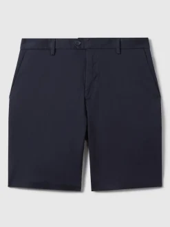 Reiss Navy Wicket Cotton Chino Shorts with Stretch